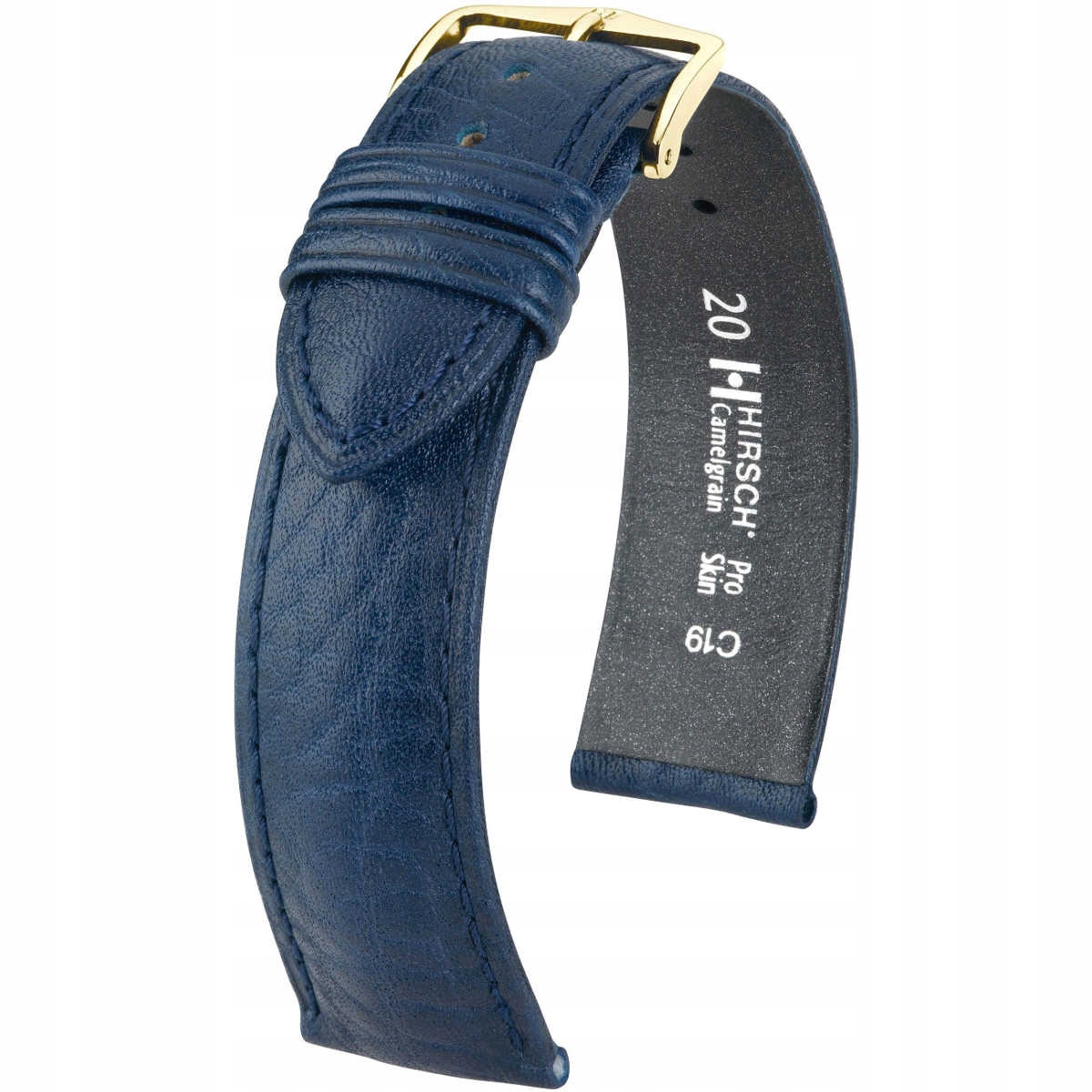 Modrý kožený opasek 14 mm Hirsch Camelgrain 01009180-1-14 (M)