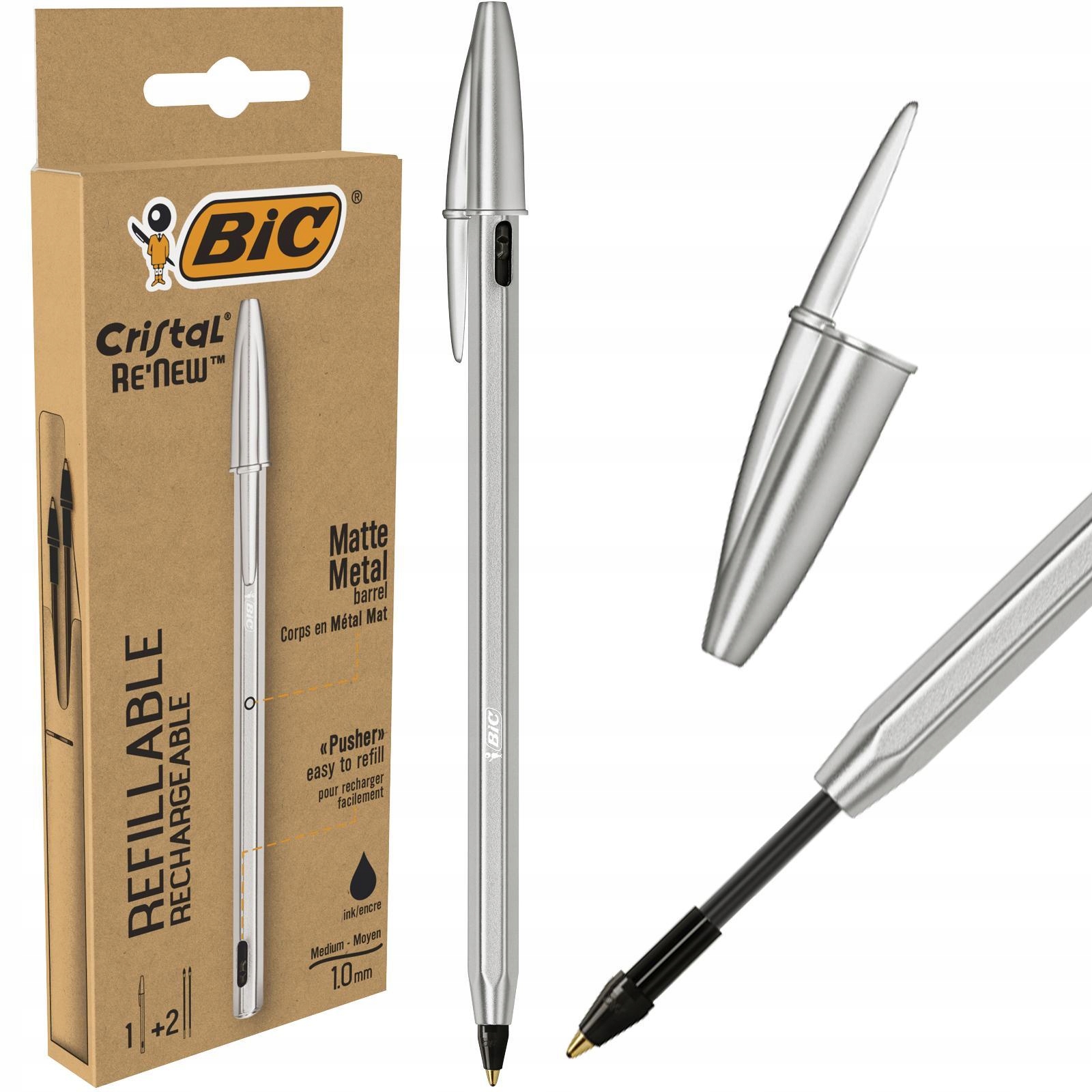 

Długopis Czarny Bic Cristal Re'new Metal 1+2szt