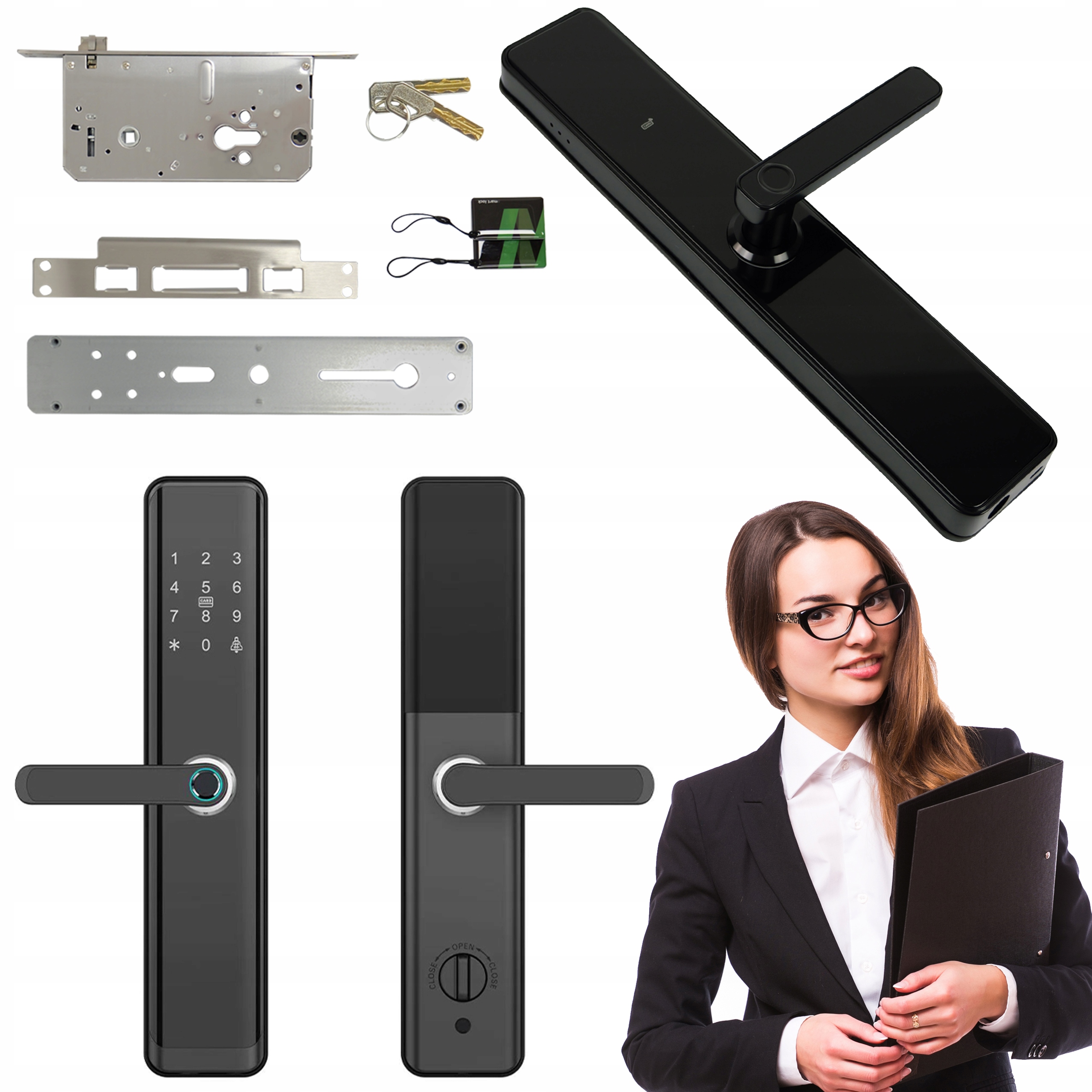 Inteligentní Zámek Dveří Klika Karta Rfid Otisk Prstu Kontrola Přístupu