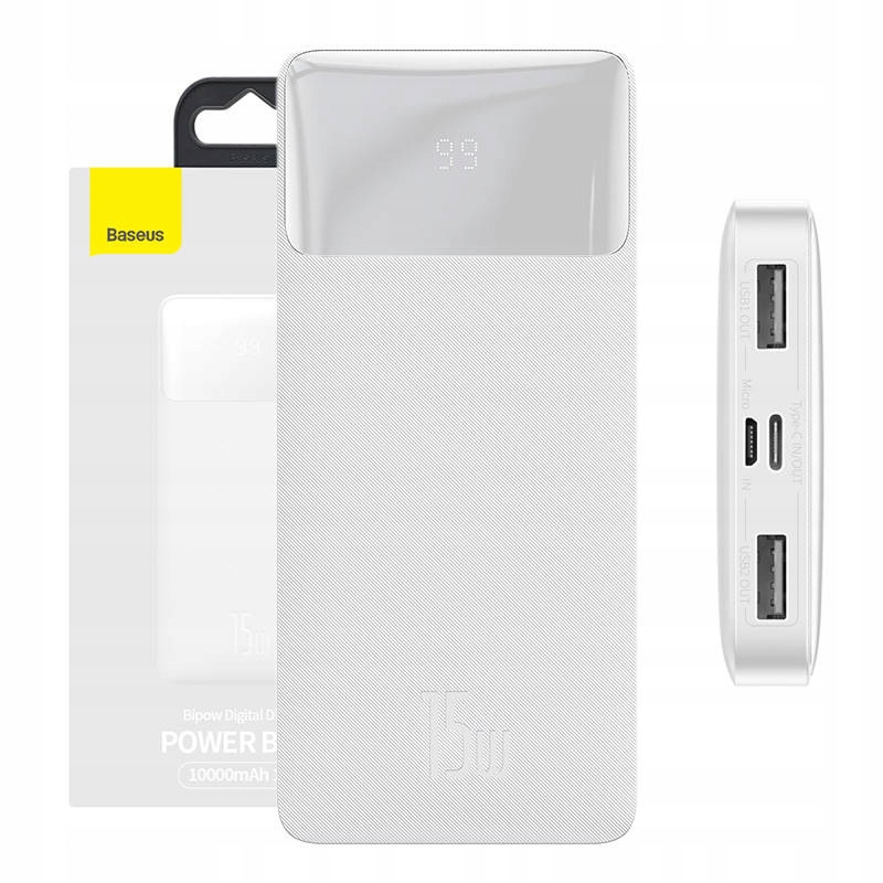 

Baseus Powerbank 10000mAh 2xUSB Usb-c 15W Biały