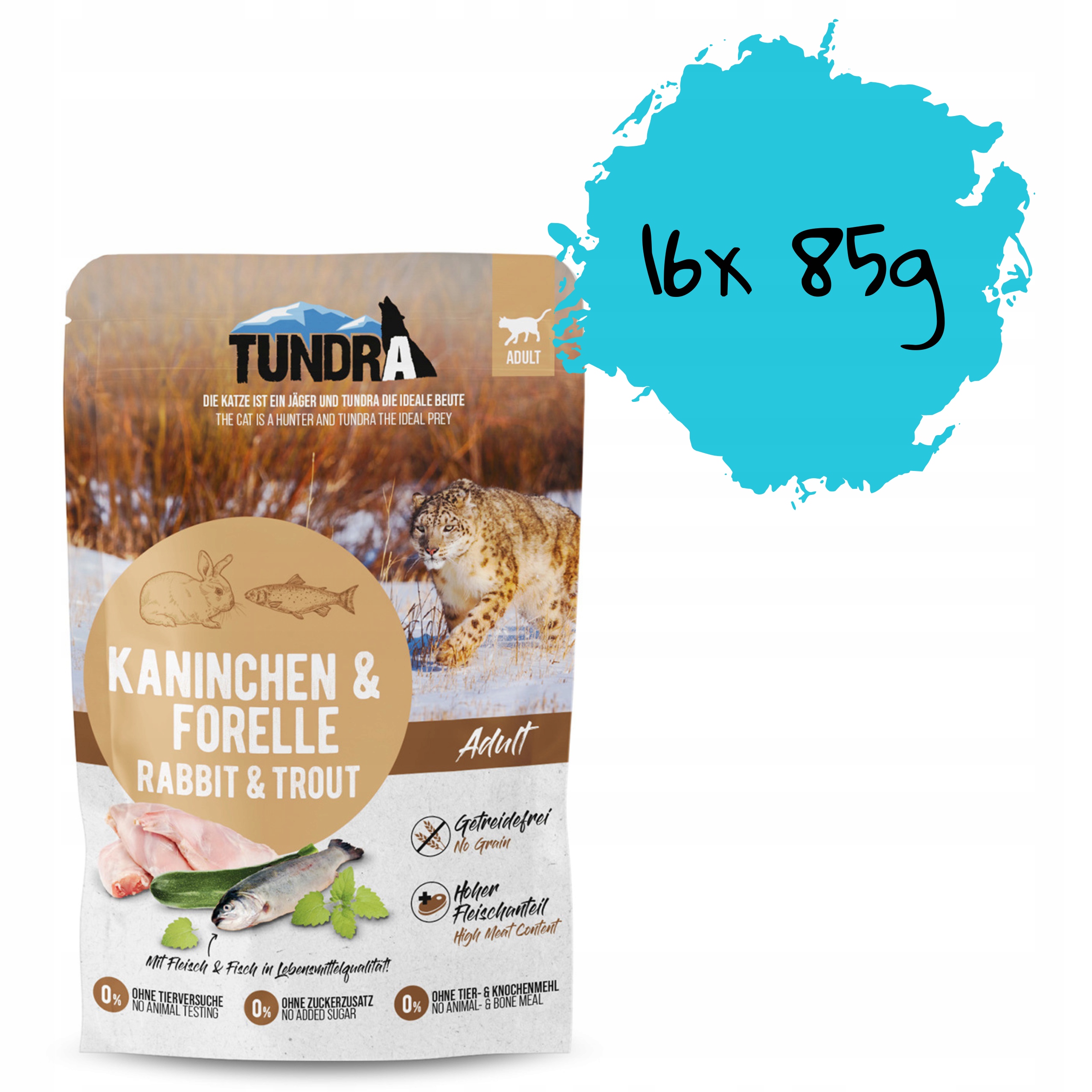 Tundra Cat saszetka 85g Królik i pstrąg zestaw 16 sztuk