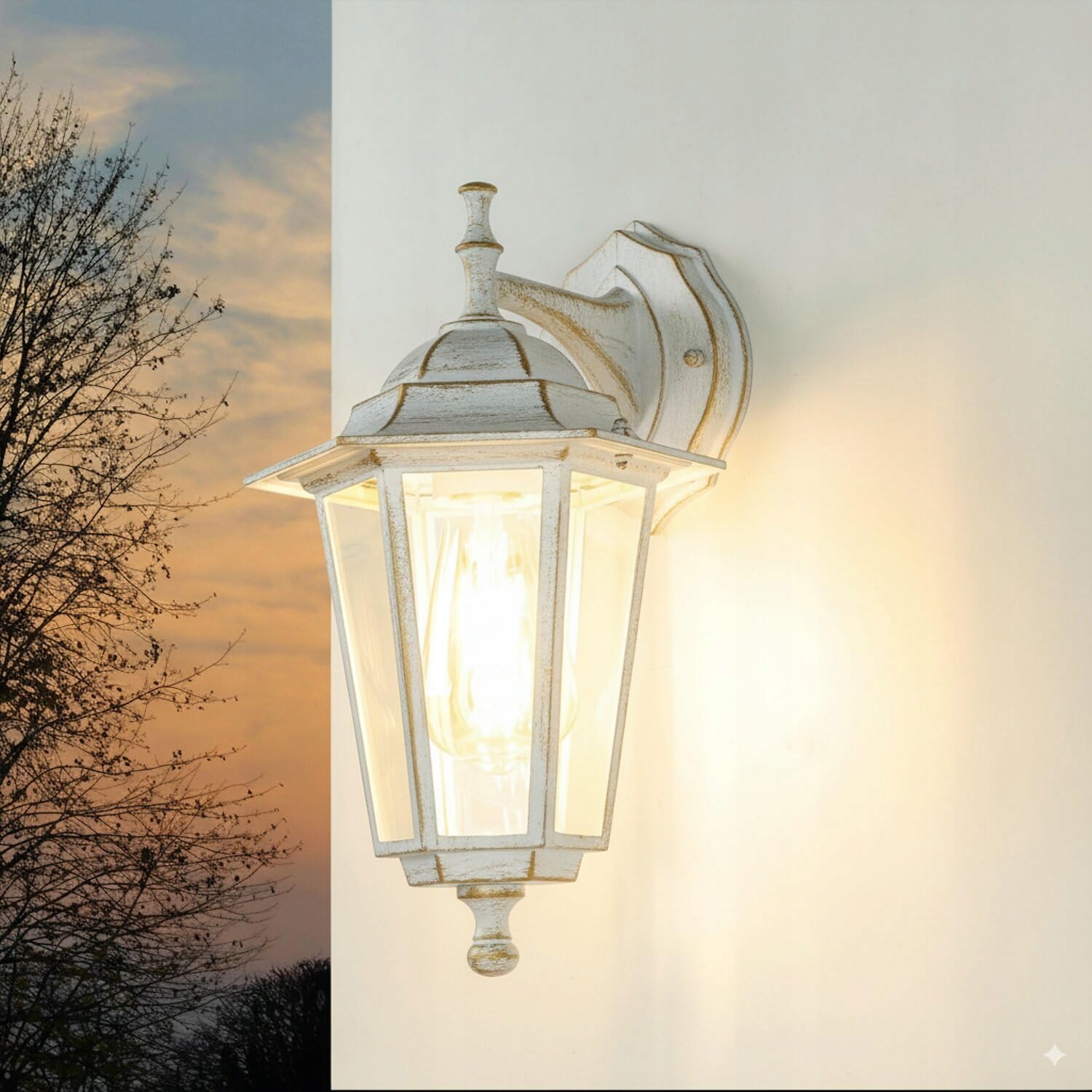 LICHT-ERLEBNISSE Lampa Zewnętrzna IP44 Biało-Złota Rustykalna — miniatura 4