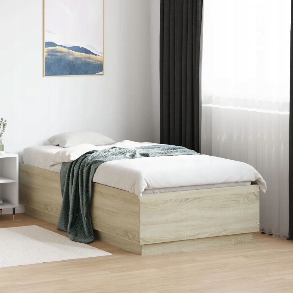 Rám postele dub sonoma 90 x 190 cm kompozitní dřevo Hnědá 3209753