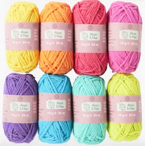 ZESTAW WŁÓCZEK BAWEŁNIANYCH 24 szt + SZYDEŁKA 6szt Kolor wielokolorowy