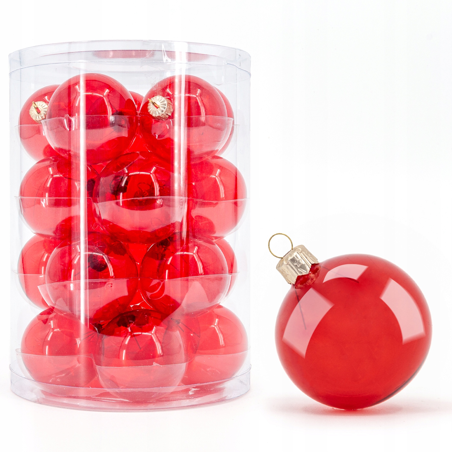 

Bombki szklane przezroczyste 6 cm 20 szt czerwony