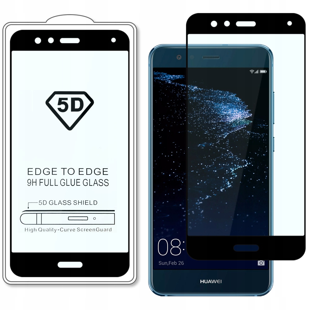 

Czarne Szkło 5D Full Glue Do Huawei P10 Lite