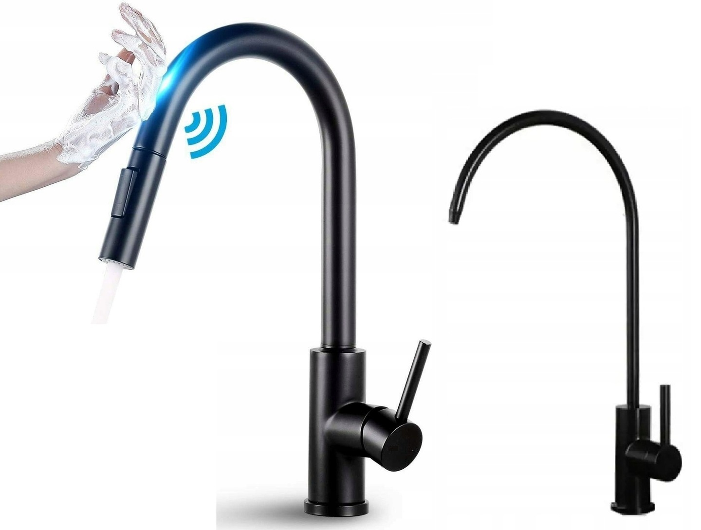 Kuchynská batéria dotyková čierna Ww kohútik na filter Sus 304