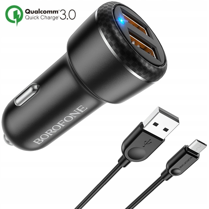 

BZ17 Ładowarka 2USB QC3.0 3A 18W Led kabel micro