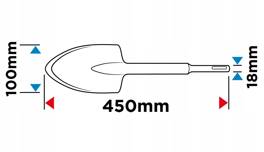 DŁUTO SDS MAX ŁOPATKOWE 100 X 450 MM, GRAPHITE Szerokość ostrza 100 mm