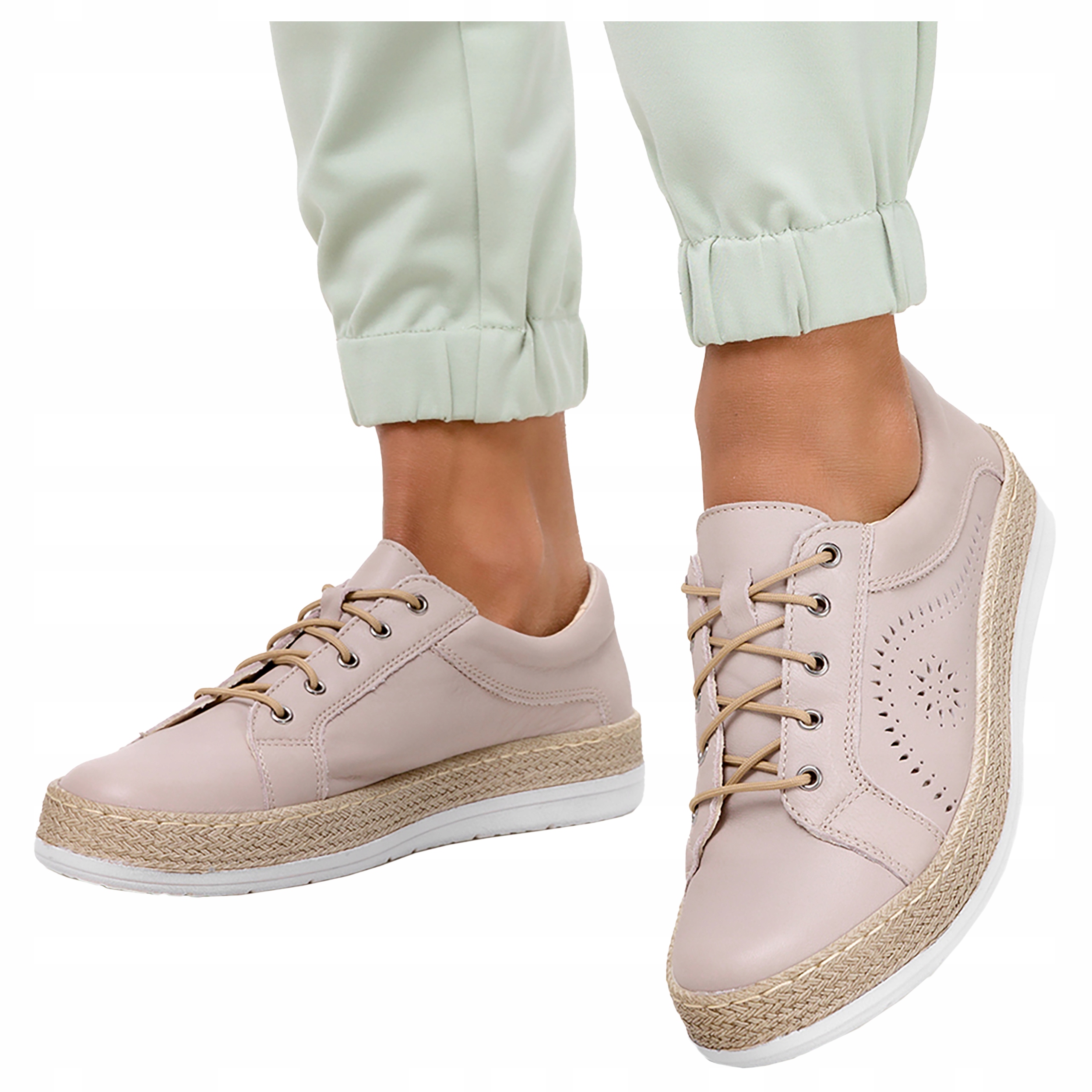 Polobotky Espadrilky Prolamované Boty Polská Kůže New 36