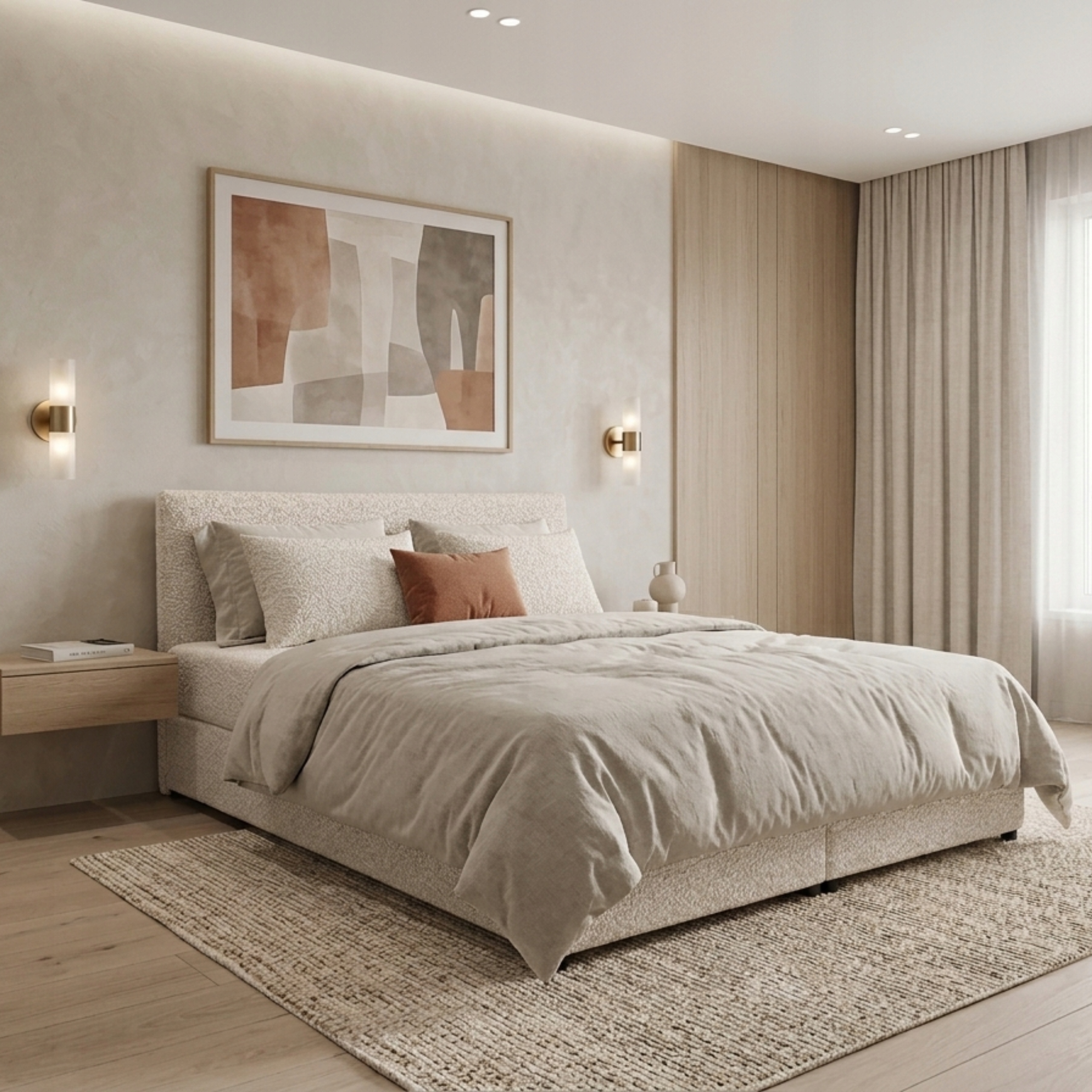 Čalouněná manželská postel Centia 180x200 s úložným prostorem boucle bonell