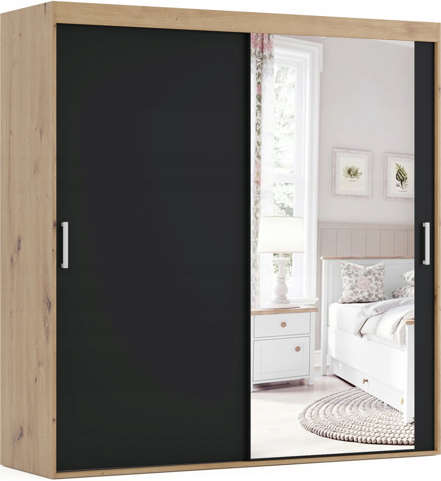 FJELL – Szafa przesuwna z lustrem 180 cm, 18 mm, NA WYMIAR, DOSTAWA 10 DNI