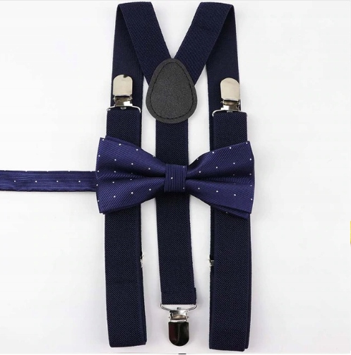 

Komplet Szelki męskie i Mucha męska granatowa