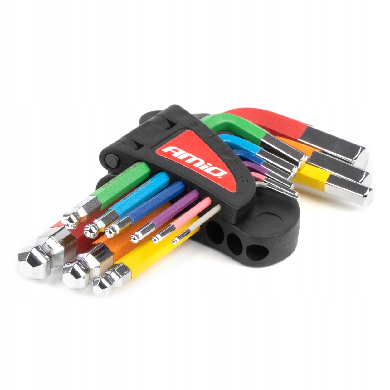 Klucze imbusowe Hex z kulką krótkie imbusy zestaw 9 szt. S2 AMIO-04298