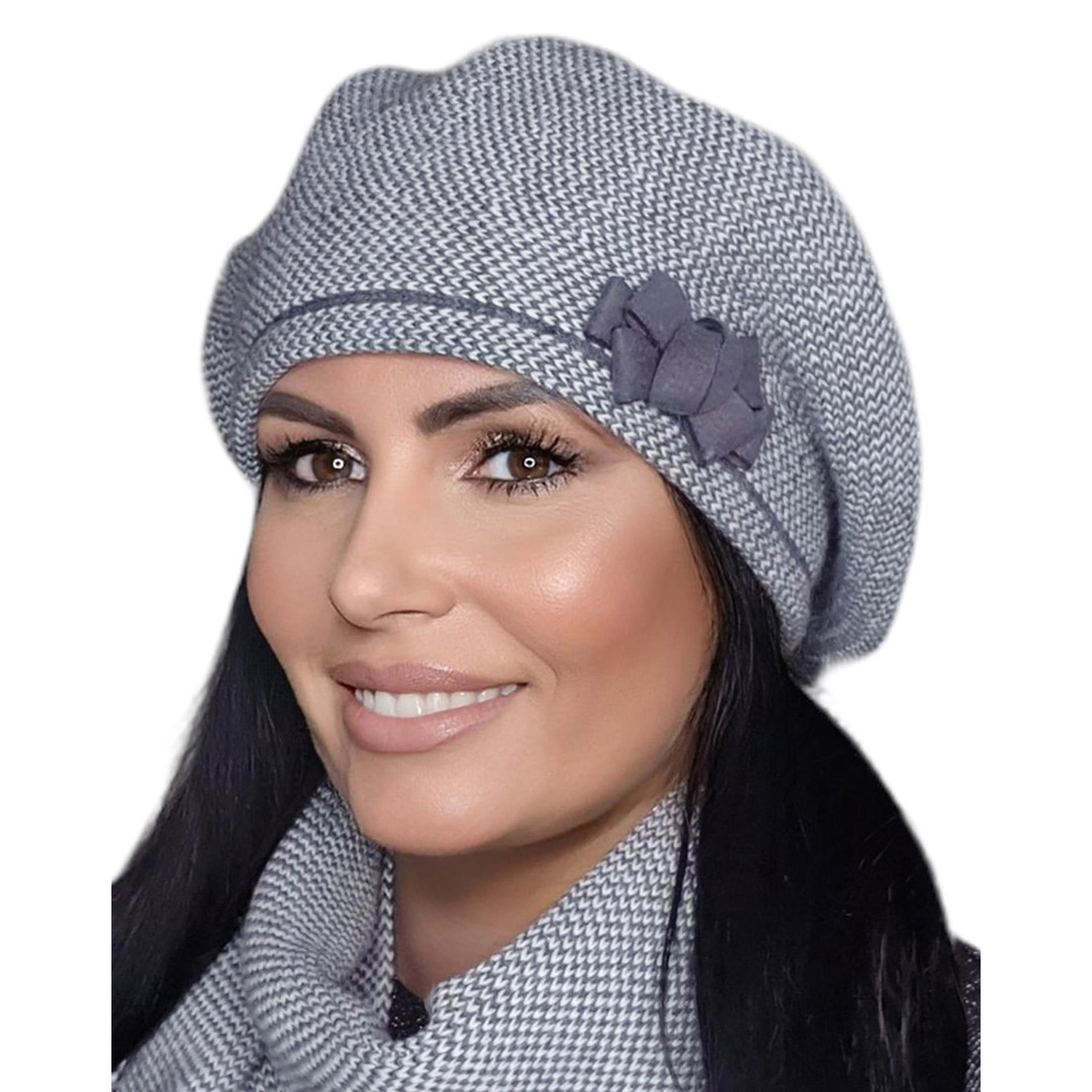 Kamea Helena univerzální velikost teplá vlna grafit Beret