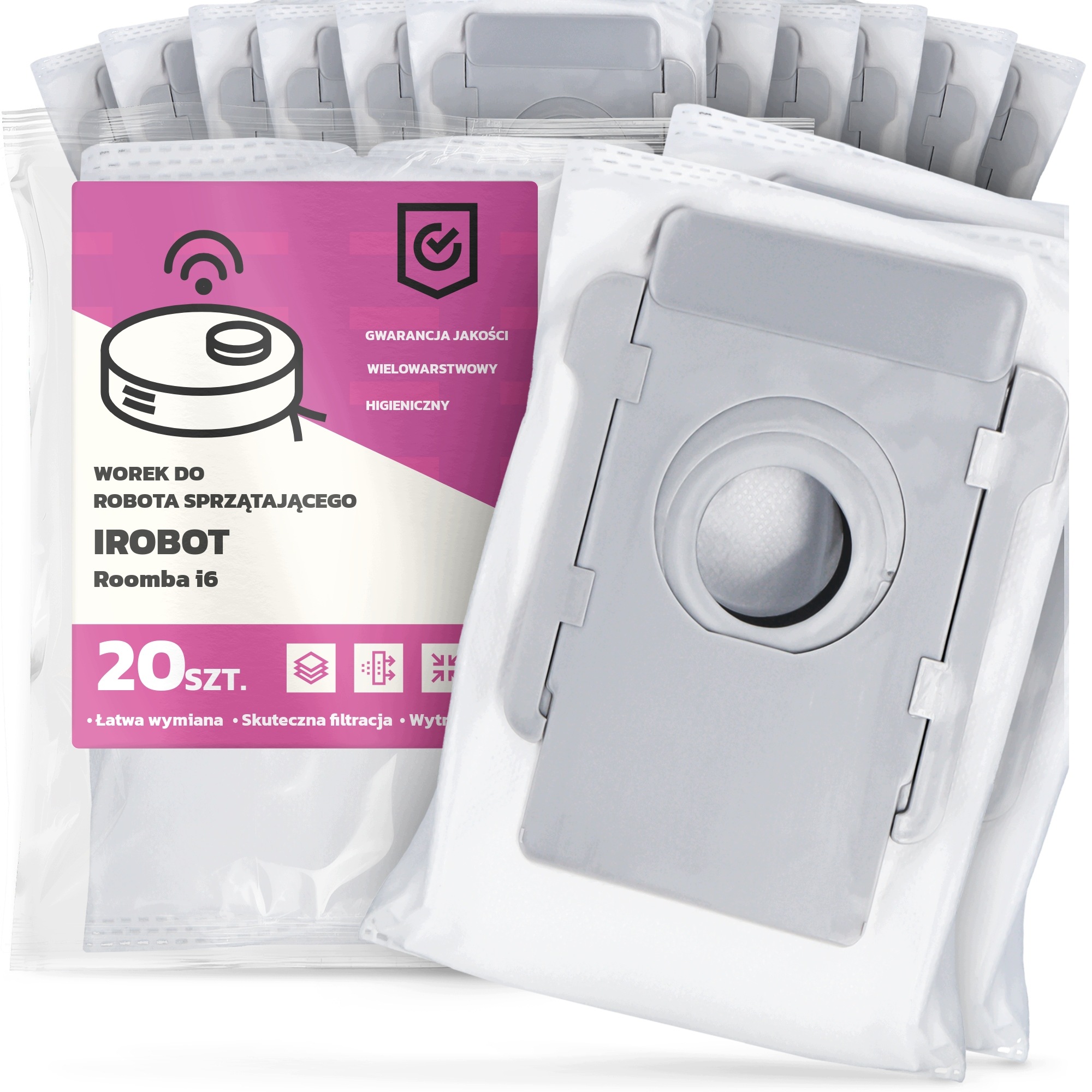 20 x Sáček pro Robotický Vysavač iRobot Roomba i6 Syntetický Fyzelinový