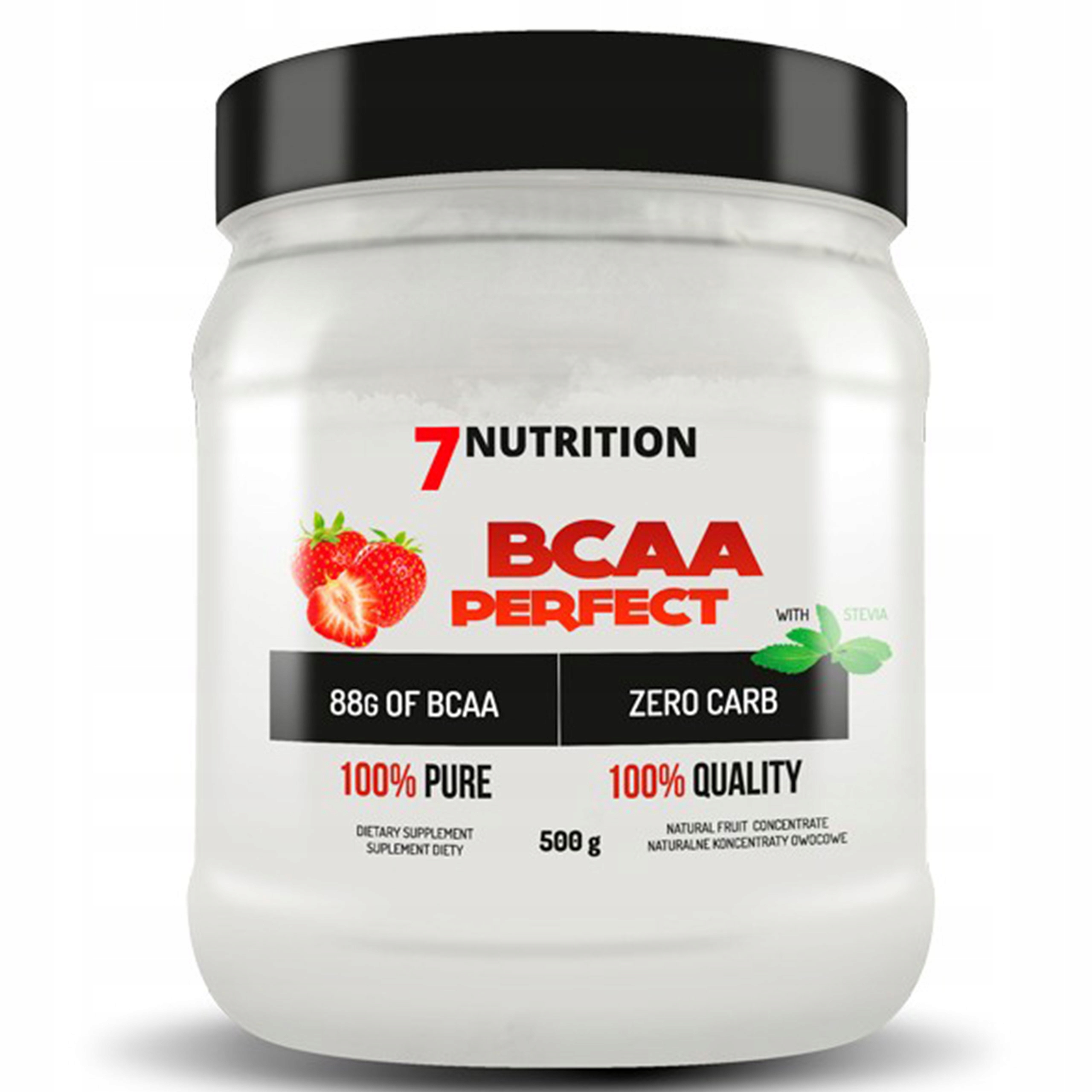 BCAA PERFECT 500 AMINOKWASY 2:1:1 SIŁA 7NUTRITION truskawka — 2