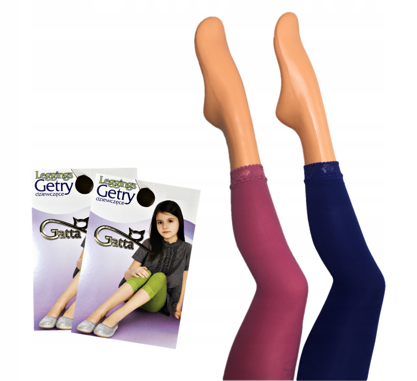 LEGGINSY dla dziewczynki do sukienki 2-pak 140-146