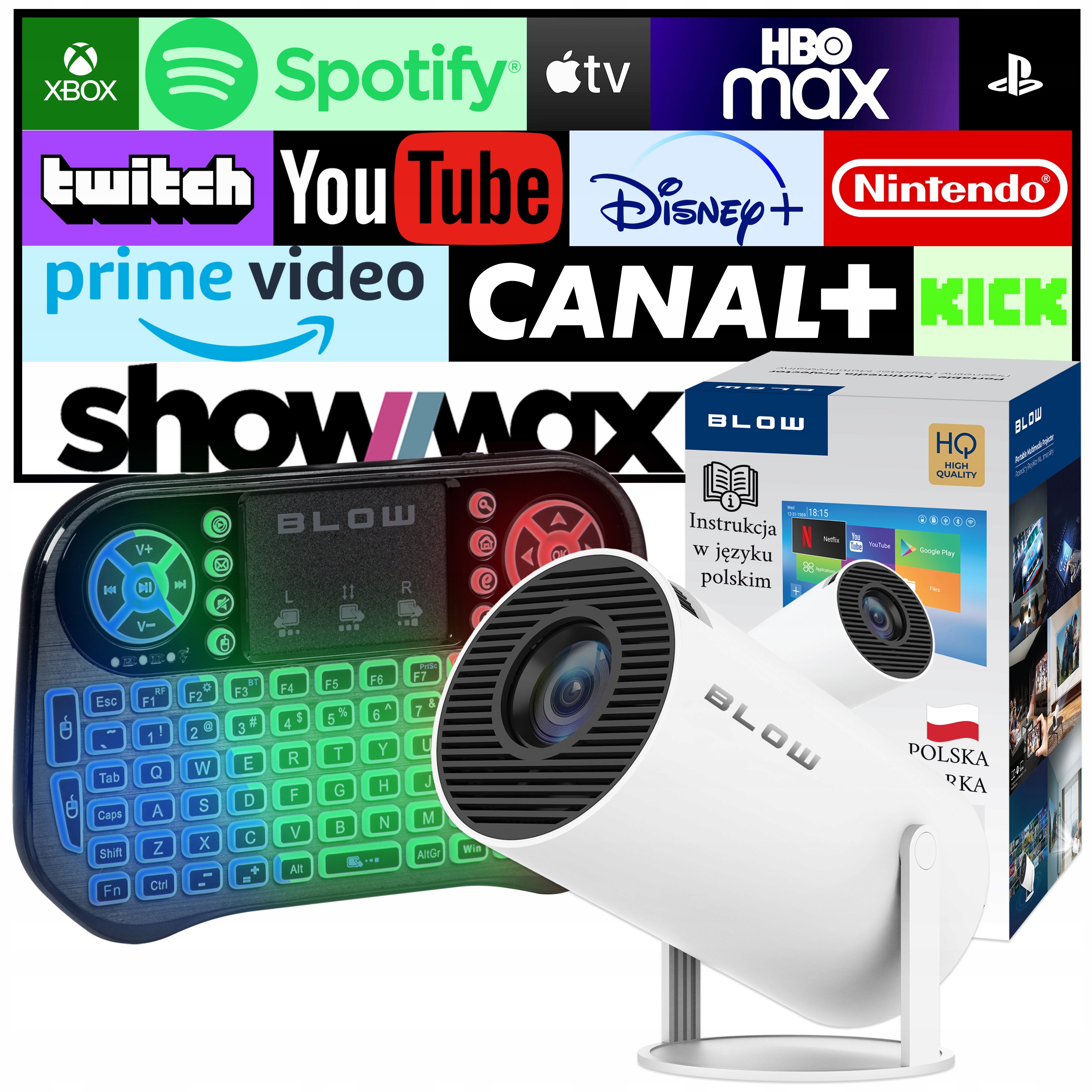 Přenosný Projektor Hdmi Reproduktor Android Smart Tv Wifi Klávesnice