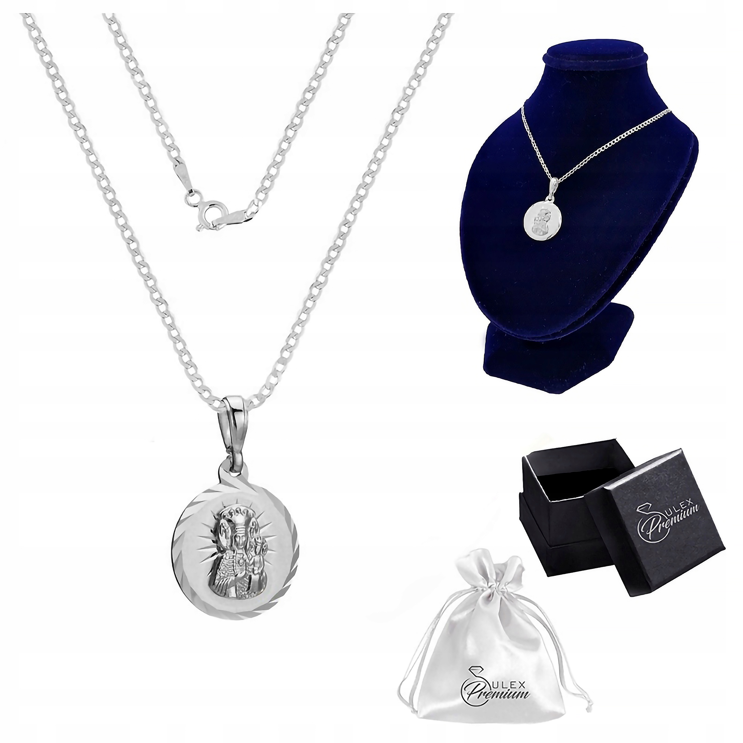 Náhrdelník Stříbro ryzost 925 Medailon Panna Maria Čenstochovská Gravírování 50 cm