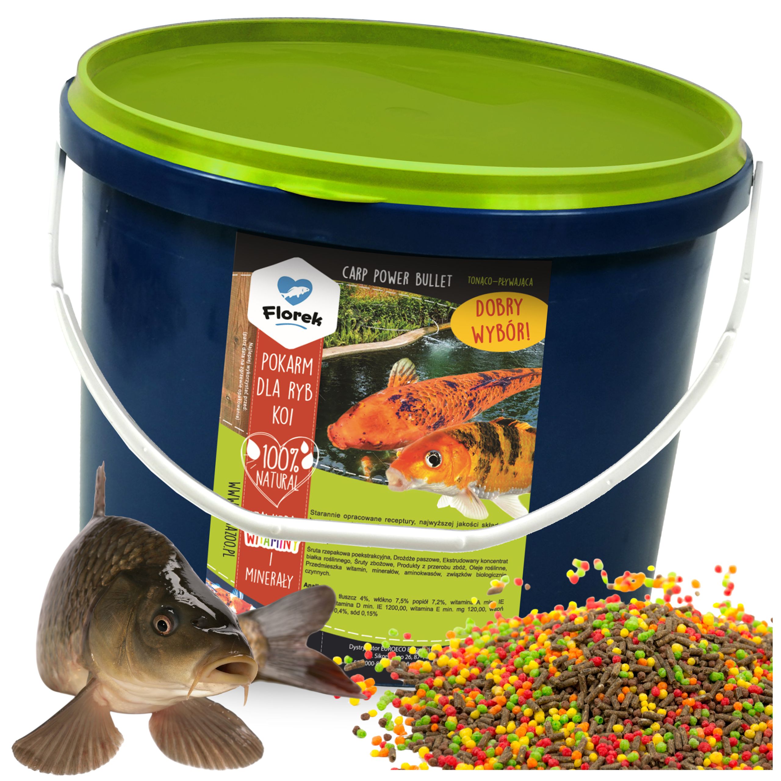 POKARM KARMA PASZA ZANĘTA GRANULAT DLA RYB KOI KARPI NA OCZKO WODNE