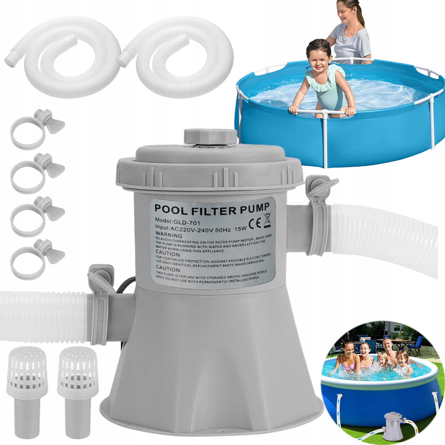 Filtrační Čerpadlo Do Bazénu Bazénové 300 Gal/h Výkonné Čisticí Nástroje