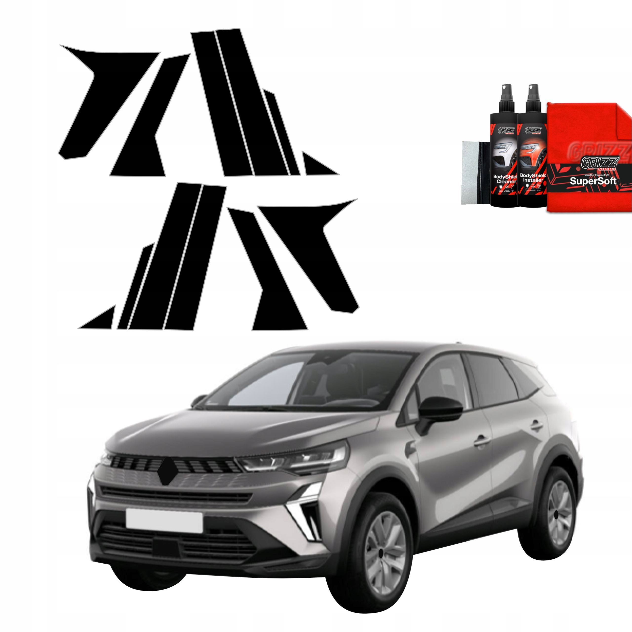 12v1 Černá fólie na sloupky pro Renault Symbioz (2024-2025)