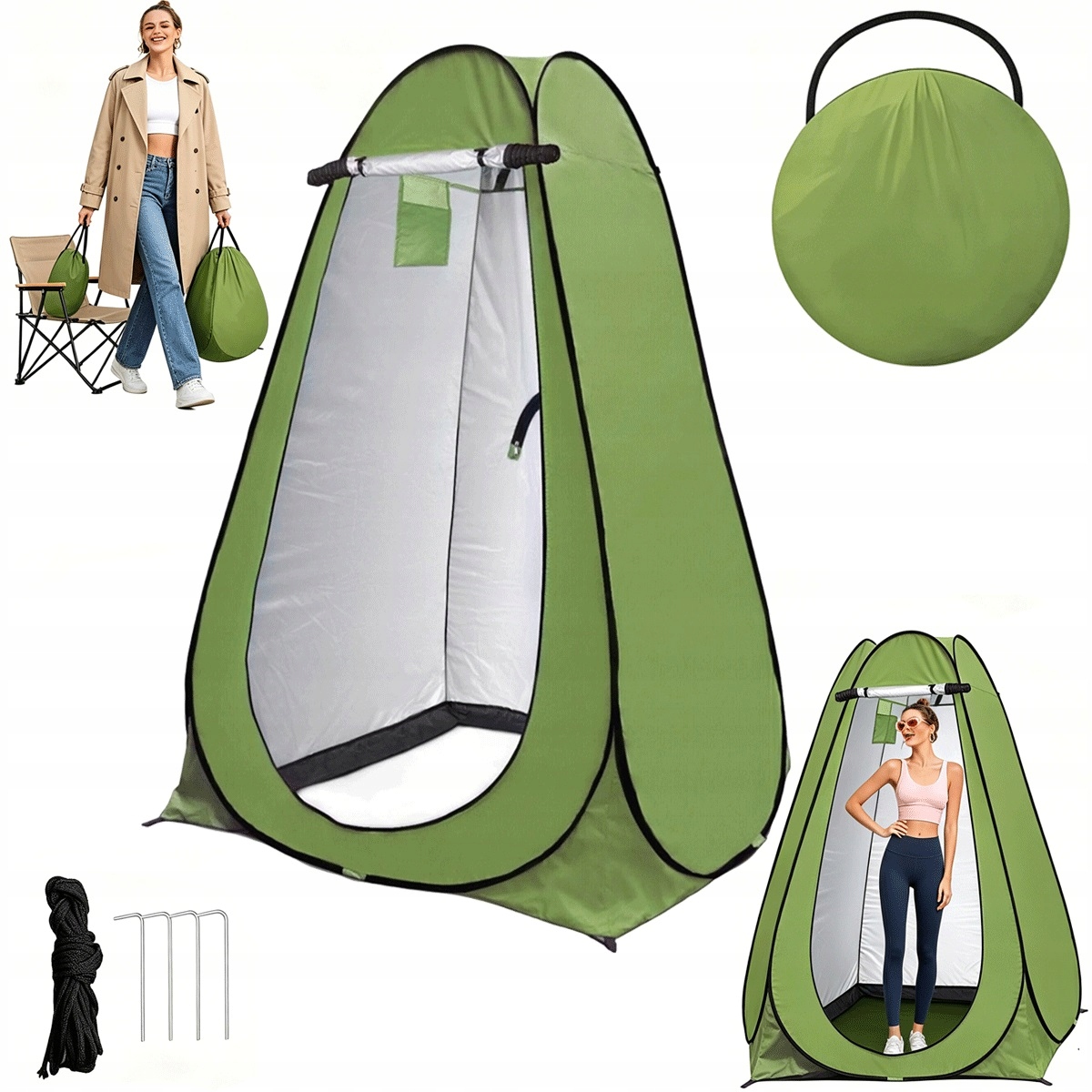 Zelený stan toaletní stan 190x120x120 cm z 190D Oxfordu, voděodolný