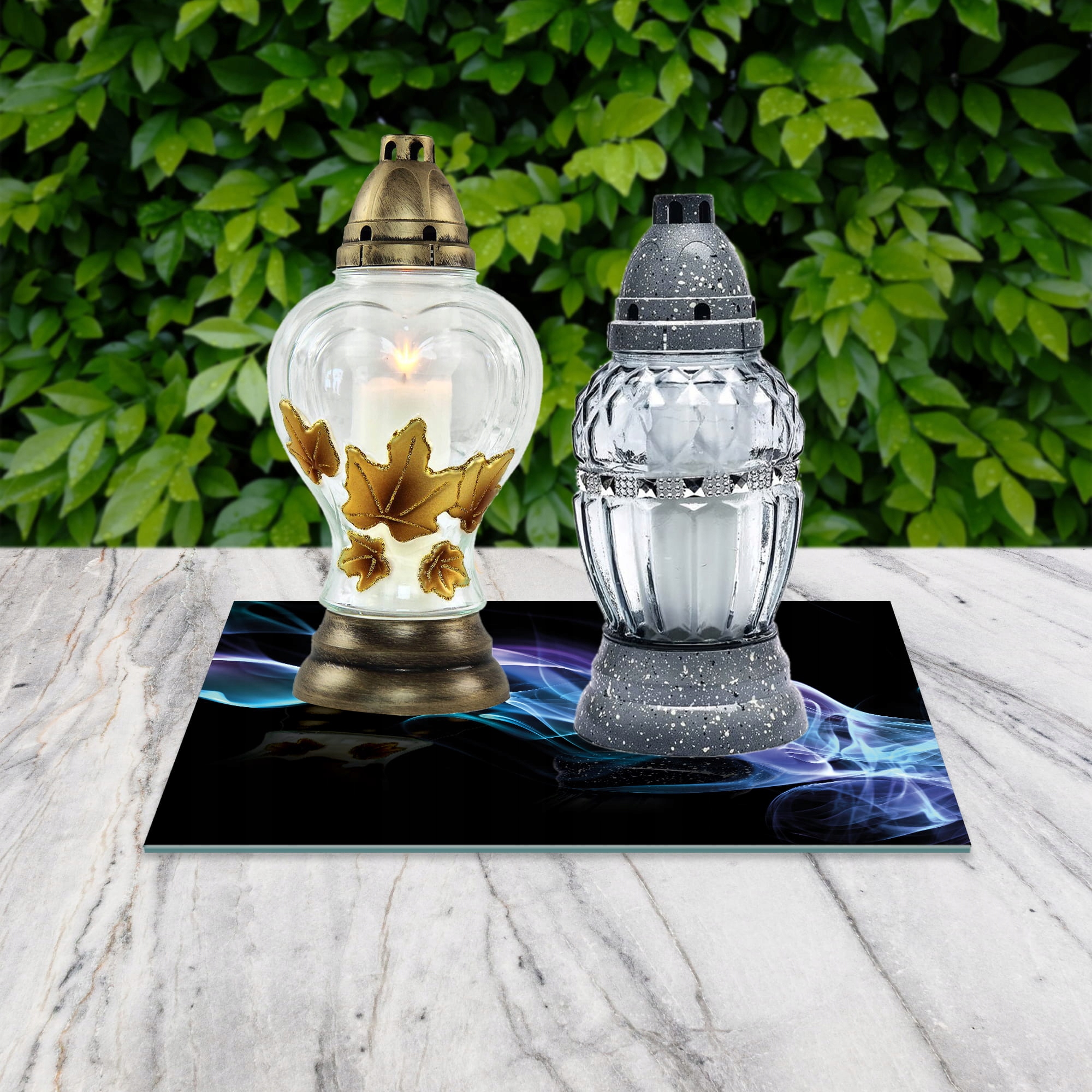 SZKLANA PODSTAWKA POD ZNICZE 25x25cm Wstęga 65e Marka inna