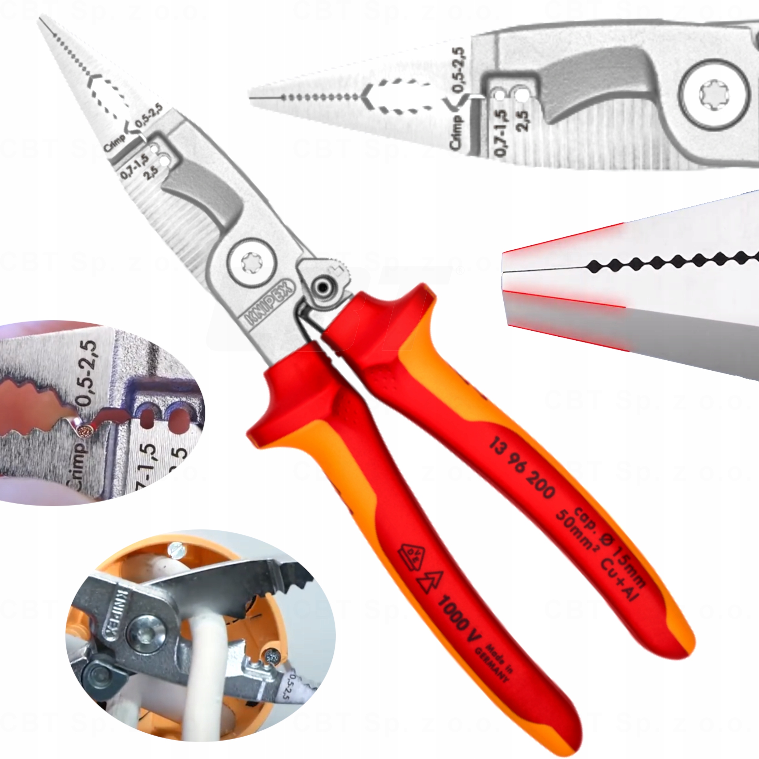 Kliešte na elektroinštruktážne práce Vde 200 mm Knipex