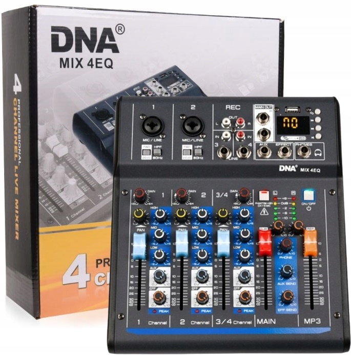 Dna MIX 4 Eq analogový Usb mixážní pult MP3 Bluetooth Phantom 4 kanály