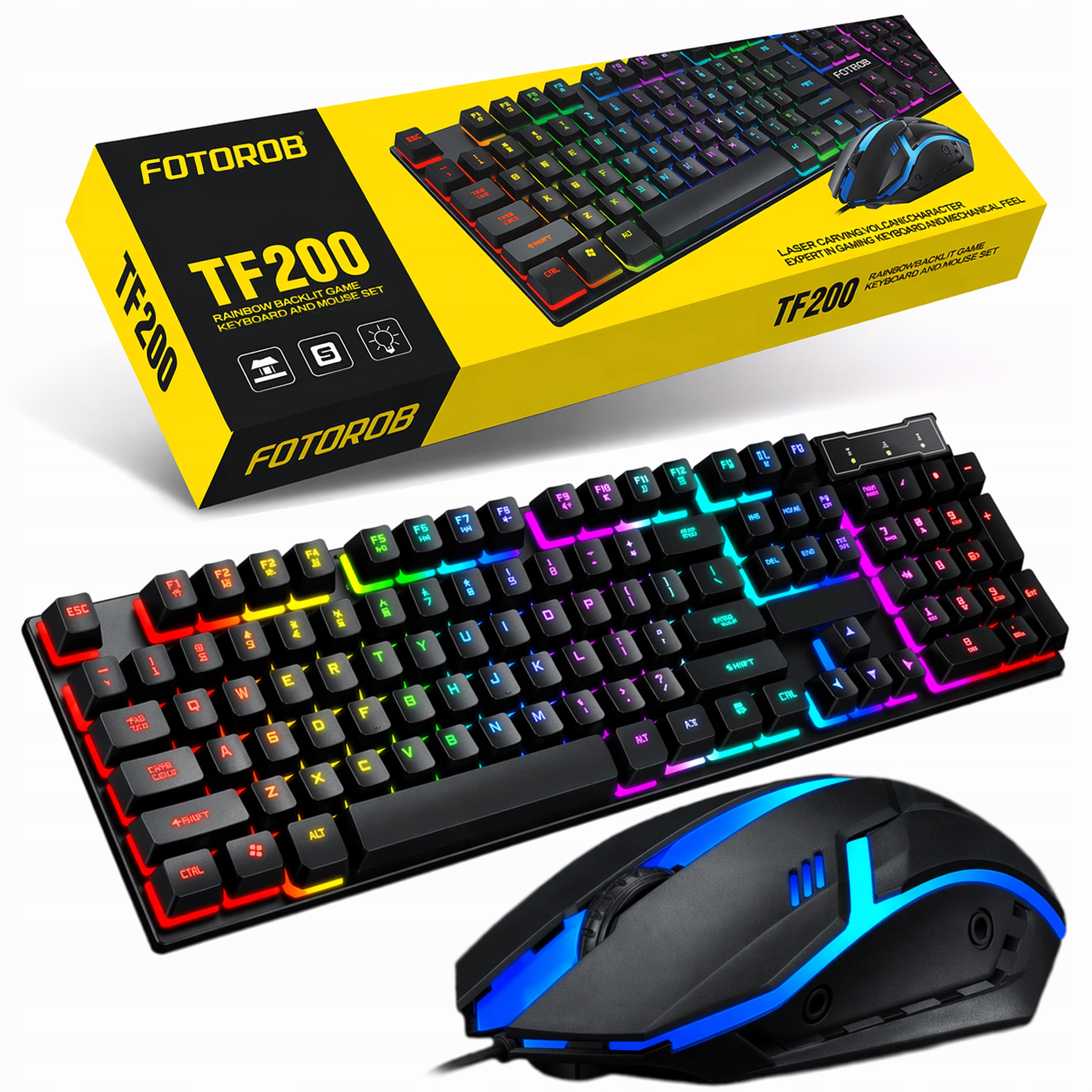 ИГРОВАЯ КЛАВИАТУРА СО СВЕТОДИОДНОЙ ПОДСВЕТКОЙ, НАБОР ДЛЯ МЫШИ