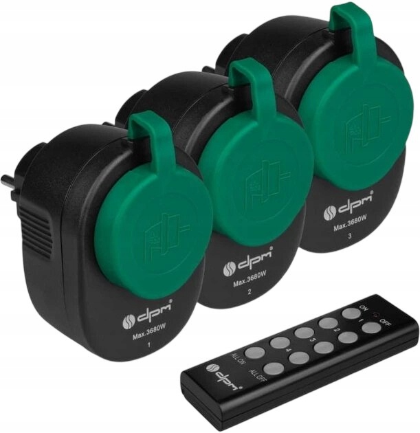 Elektrické zásuvky na dálkové ovládání IP44 3, kusy Dpm DT44