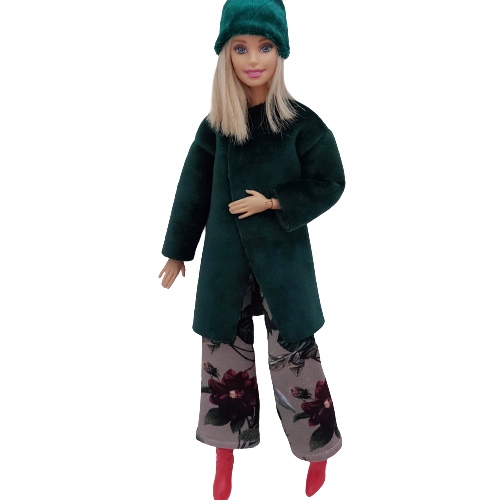 UBRANKA DLA LALKI zestaw ubranek płaszczyk Zieleń Kolor dominujący wielokolorowy