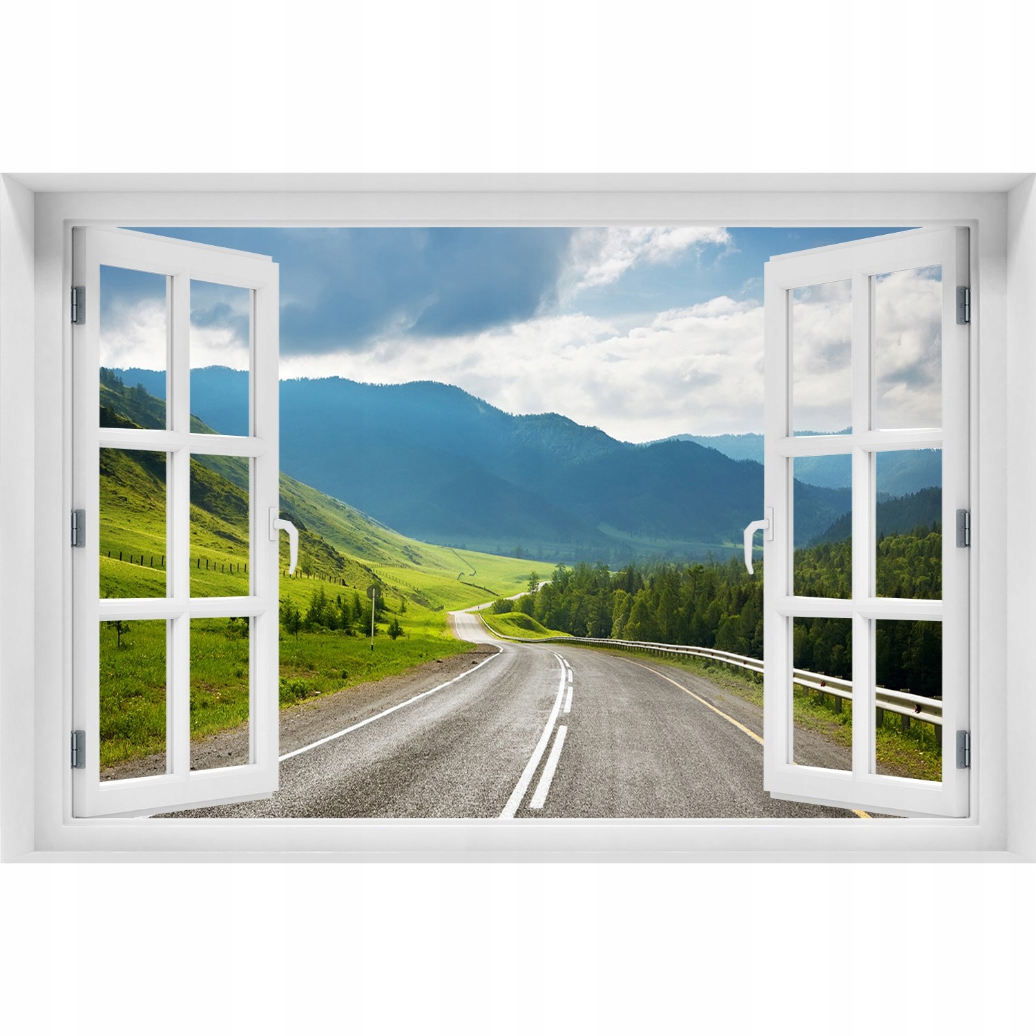 

3D Okno Naklejka na ścianę Droga w górach 150x100
