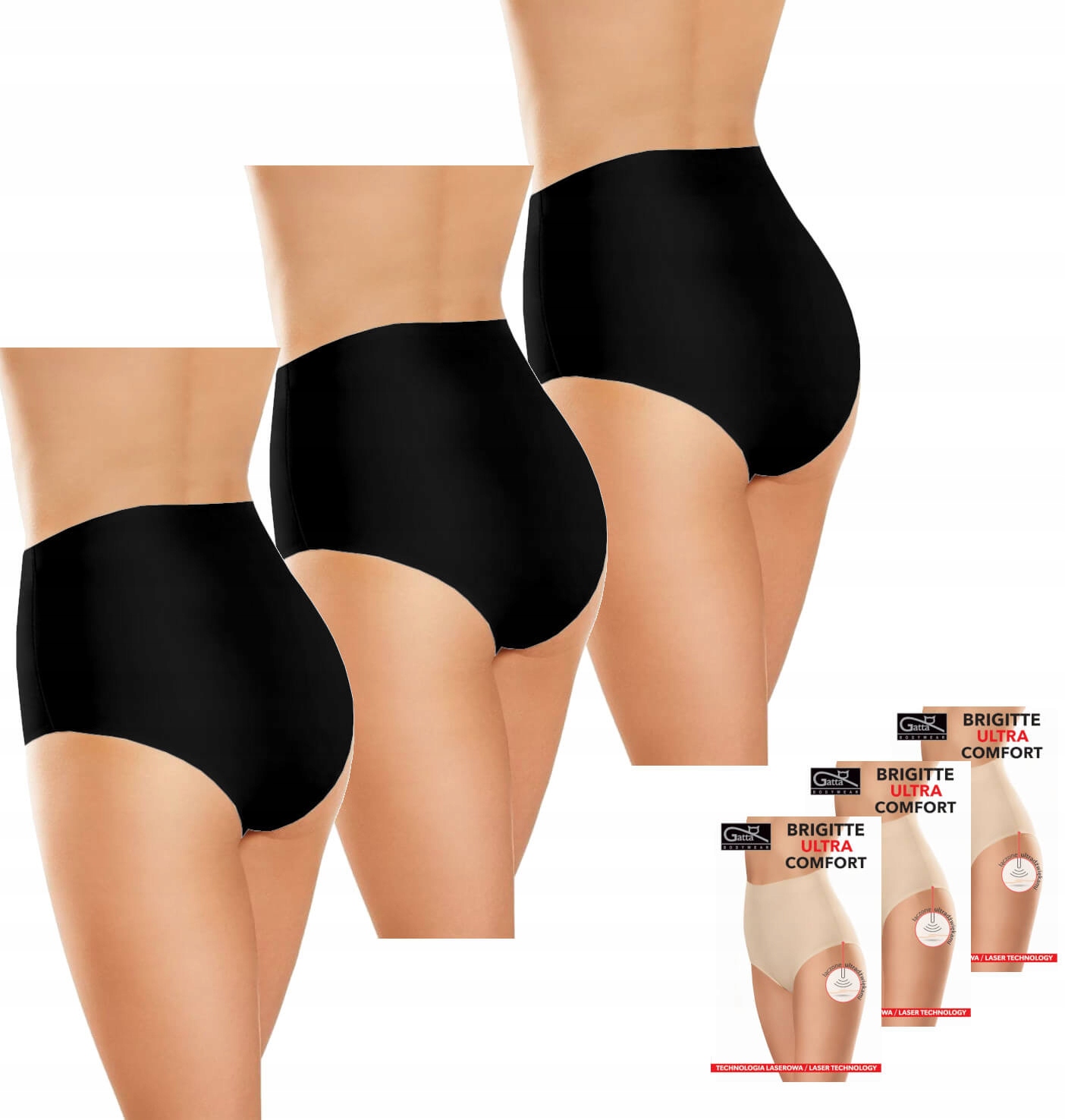 

Figi Gatta Brigitte 3szt. | 3-PACK | Czarny | Xs