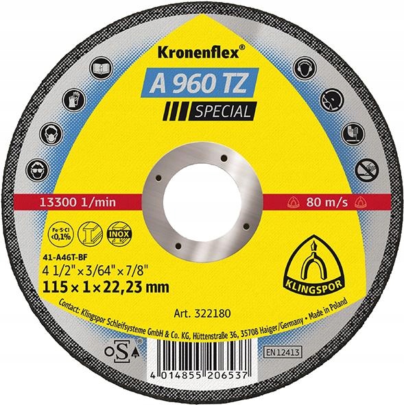 Řezací kotouč A960TZ 125x1,0 mm rovný 25 ks Klingspor