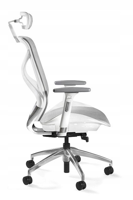 

Ergonomiczny biały fotel biurowy wsparcie lędźwi
