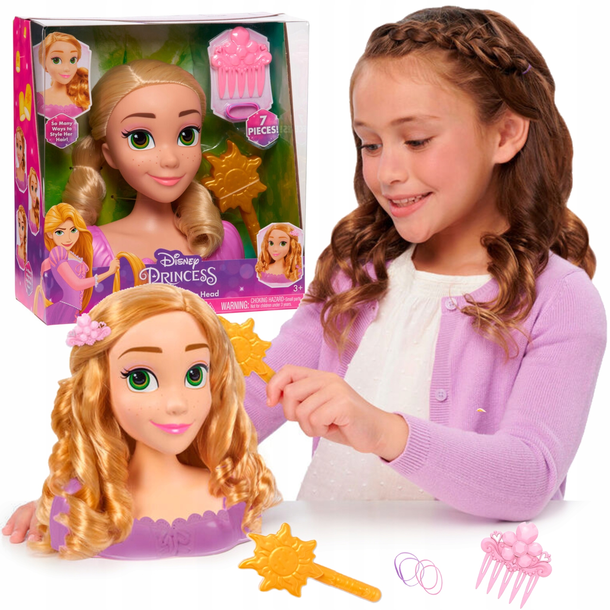 LALKA GŁOWA DO CZESANIA I STYLIZACJI ROSZPUNKA DISNEY ZAPLĄTANI + GRATIS
