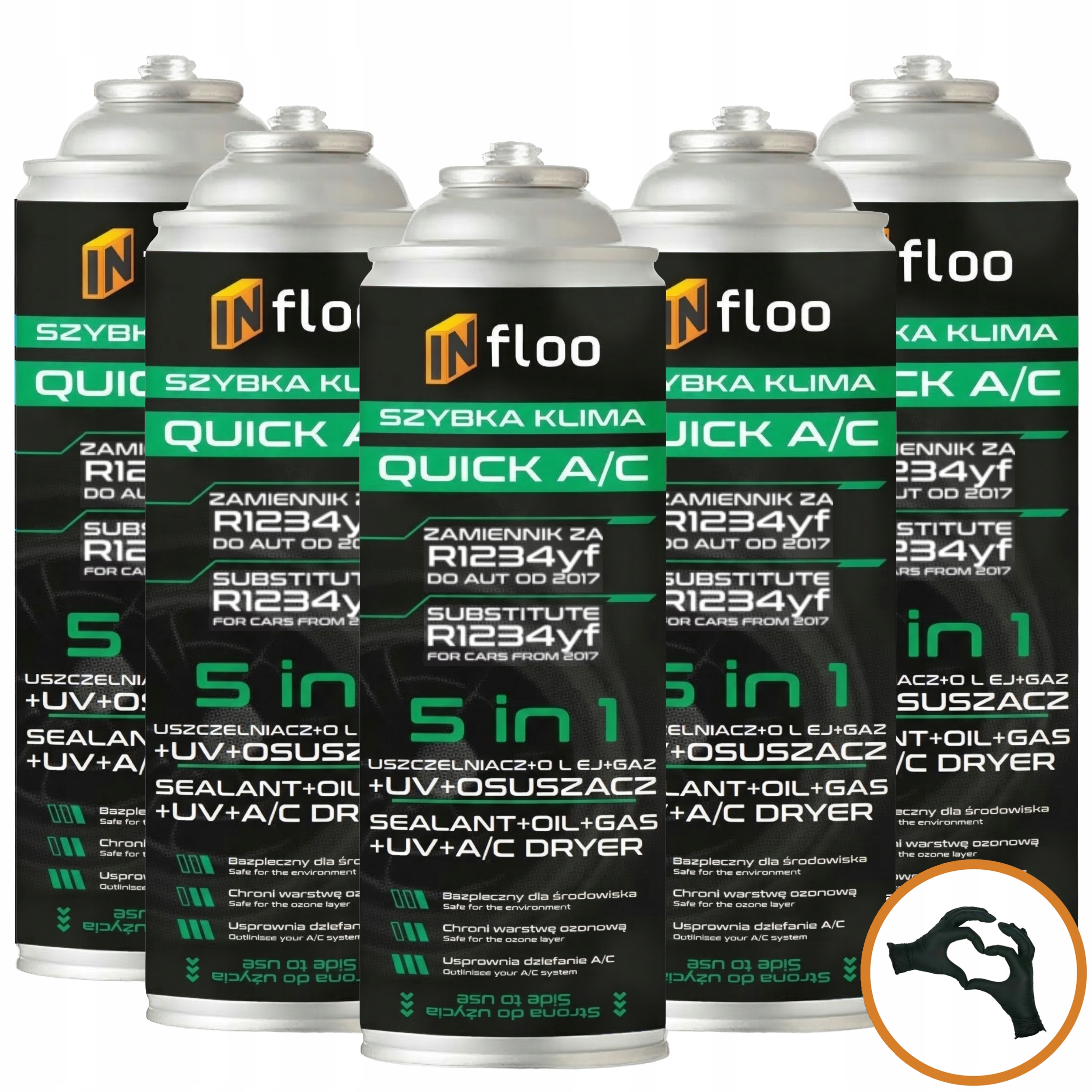 INfloo 5x Rychlá Klima R1234yf 5v1 Těsnění Plynový Olej Uv Odvlhčovač