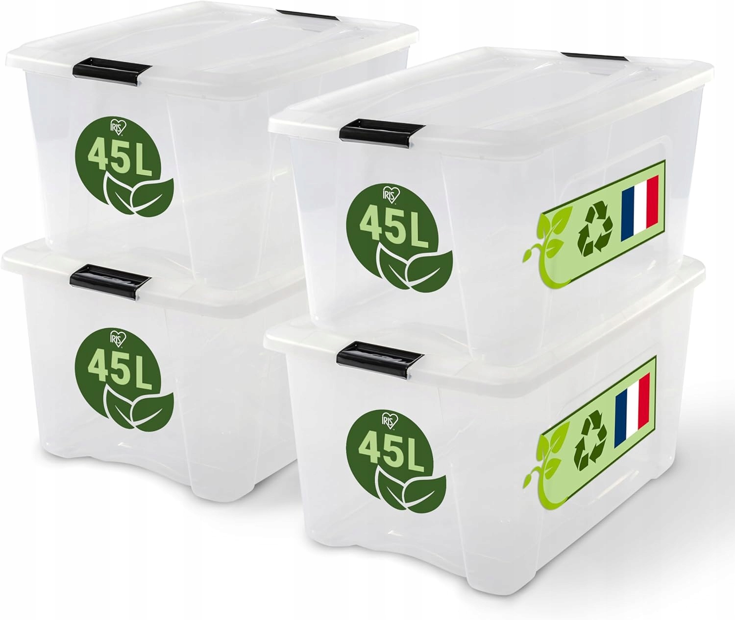 Plastové Nádoby S Pokrievkami Iris Ohyama sada 4 ks x 45 l