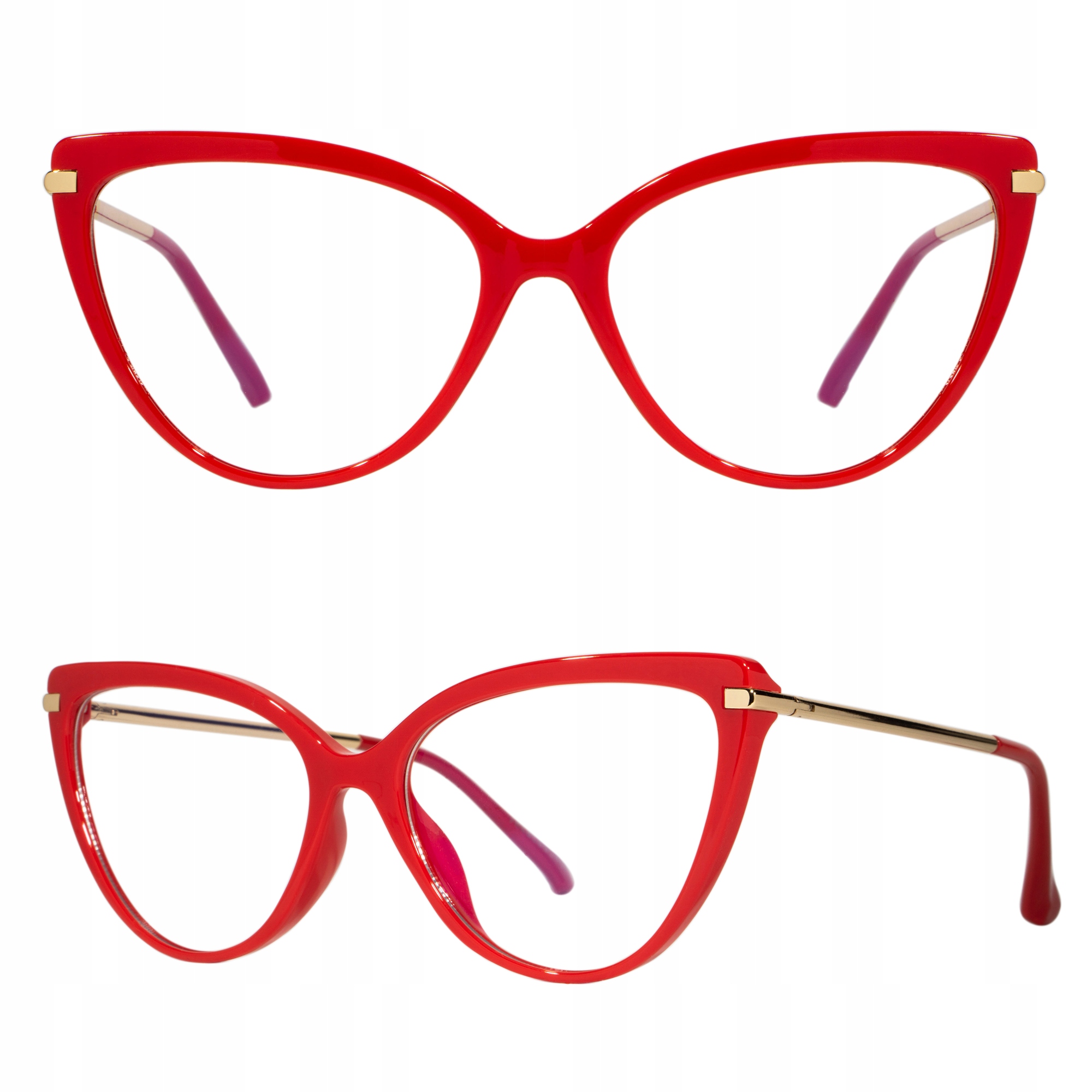 

Okulary Zerówki Kobiece Kocie Oczy Glam Czerwone