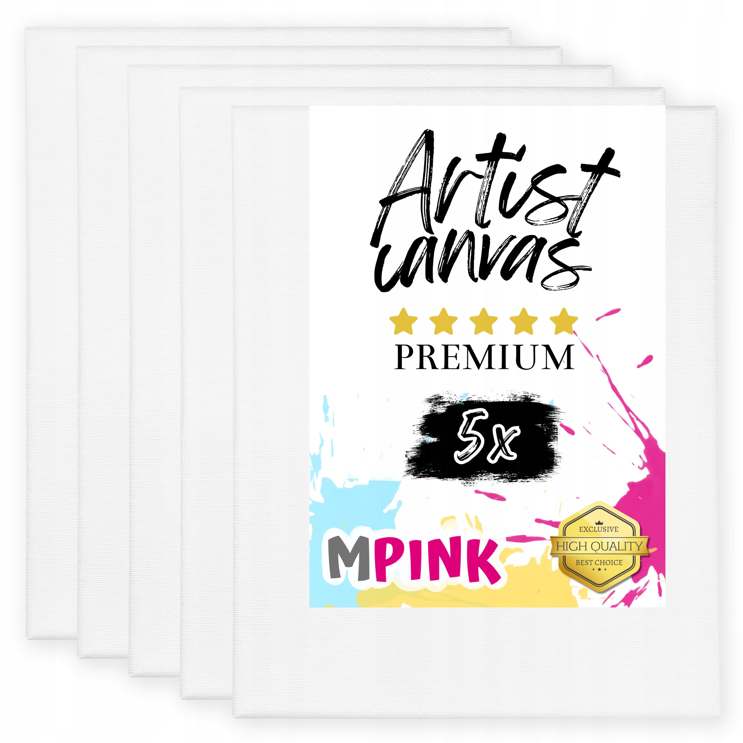 Sada 5 x Malířské Plátno 40 x 50 cm Bílé plátno Ideální pro malování