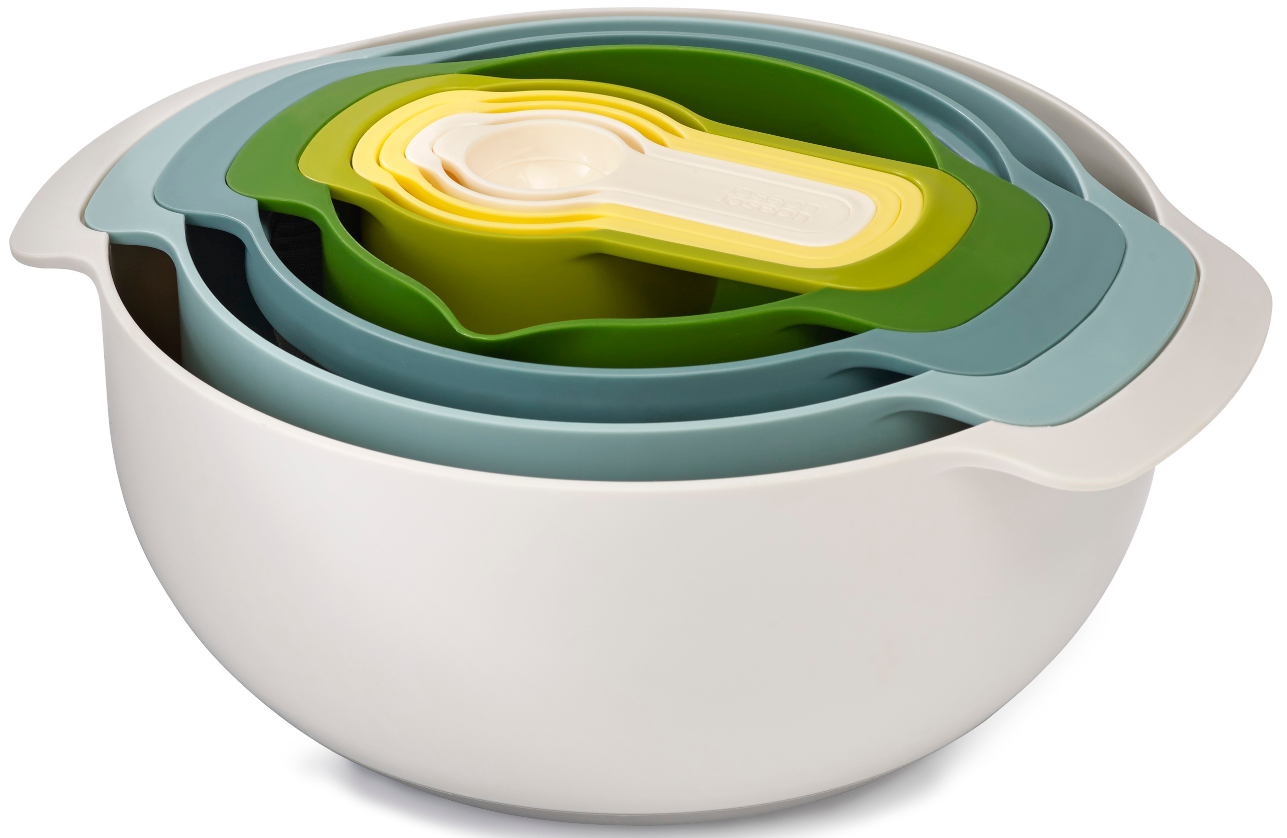 Joseph Joseph Nest 9 Plus, 9-dielna kompaktná sada misiek, sitko na odmerku