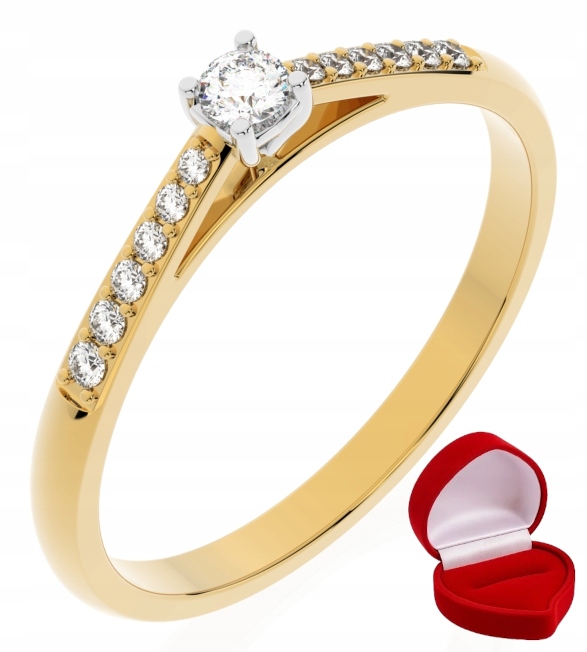 Zlatý Prstýnek 585 14k Diamant Lab Brylant 0,06 ct R28