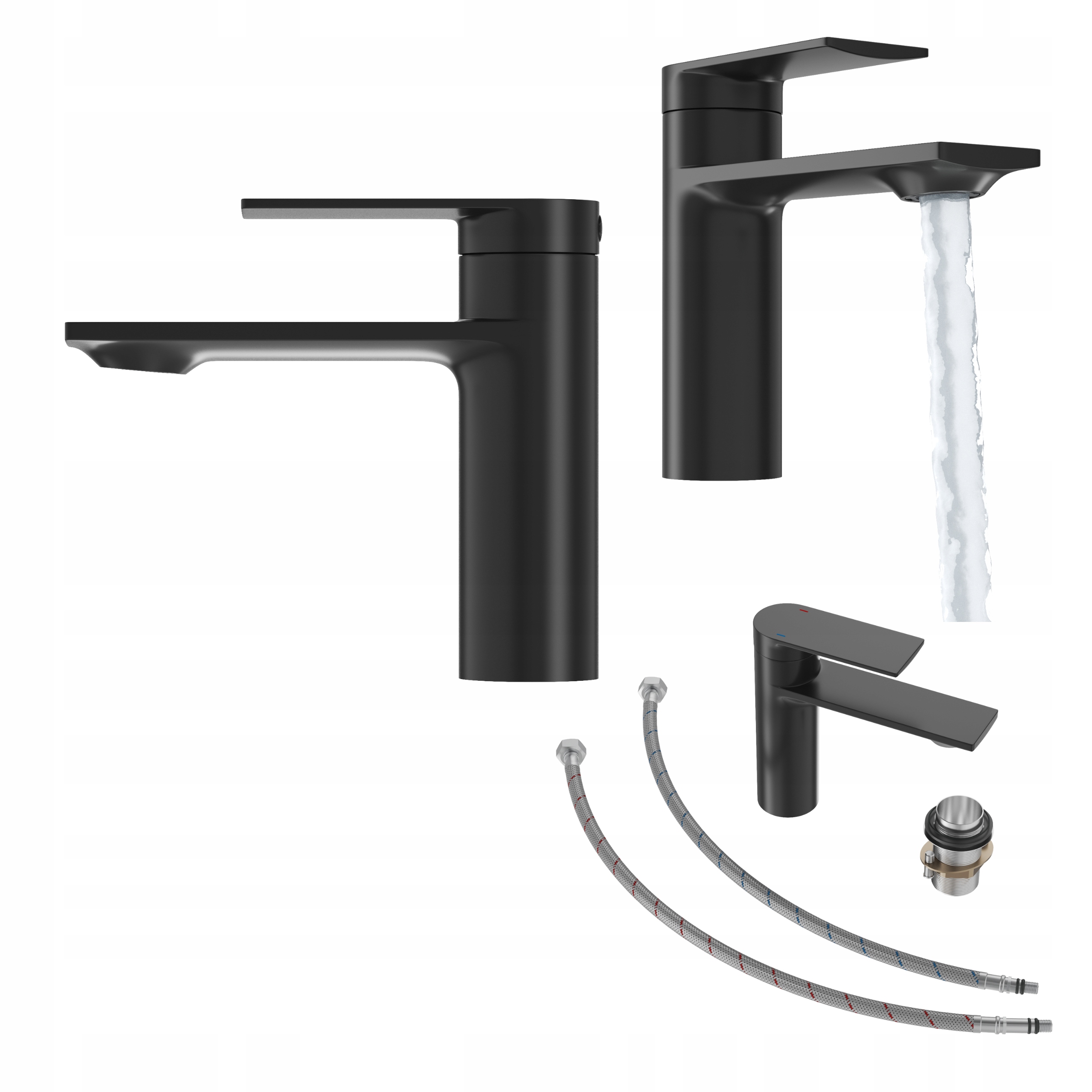 Nízka umývadlová batéria do kúpeľne, stojankový kohútik k umývadlu Cabo Čierna