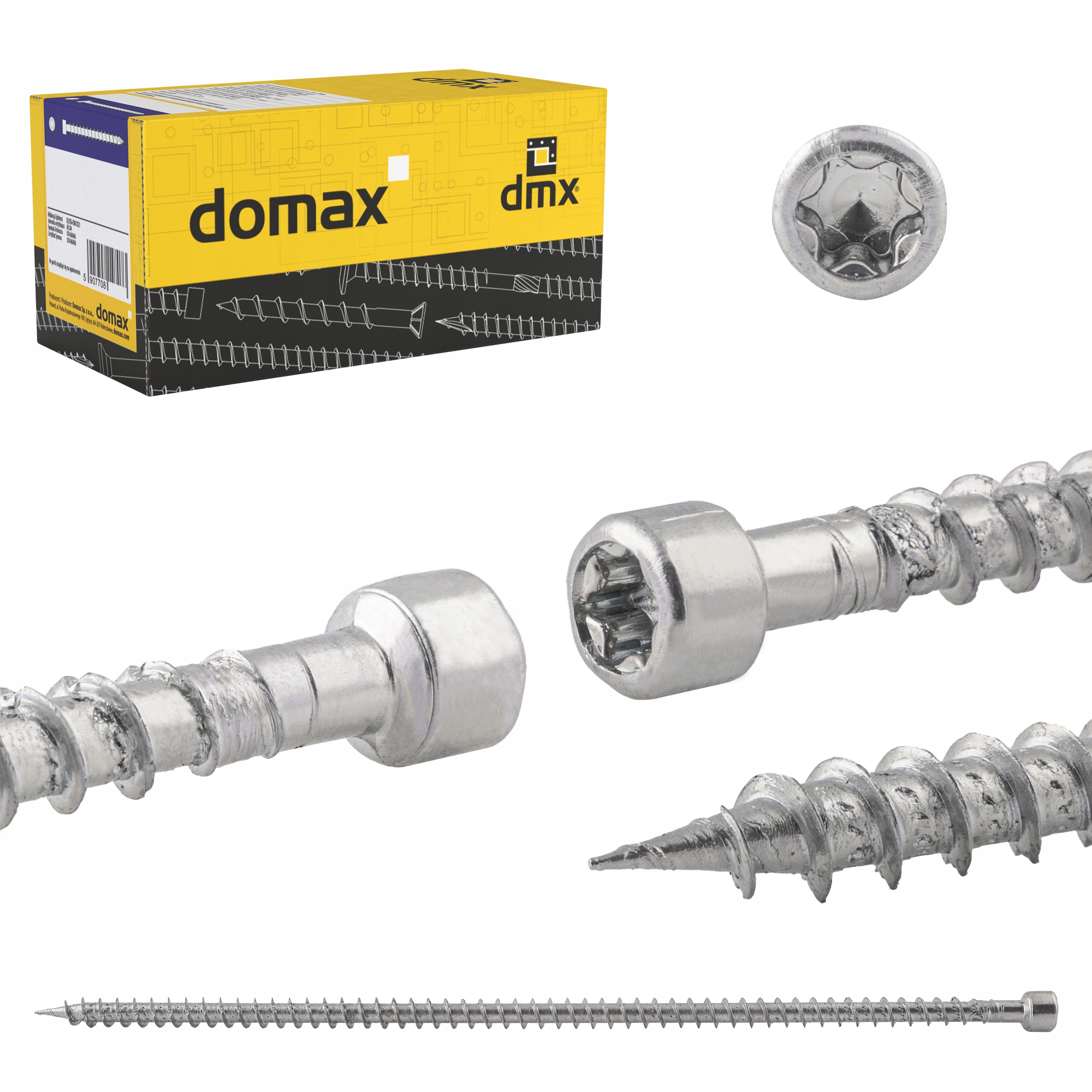 Tesařské Vruty Válcová Hlava 6x260 Plný Závit 100 Ks Domax Cpw Stříbrné