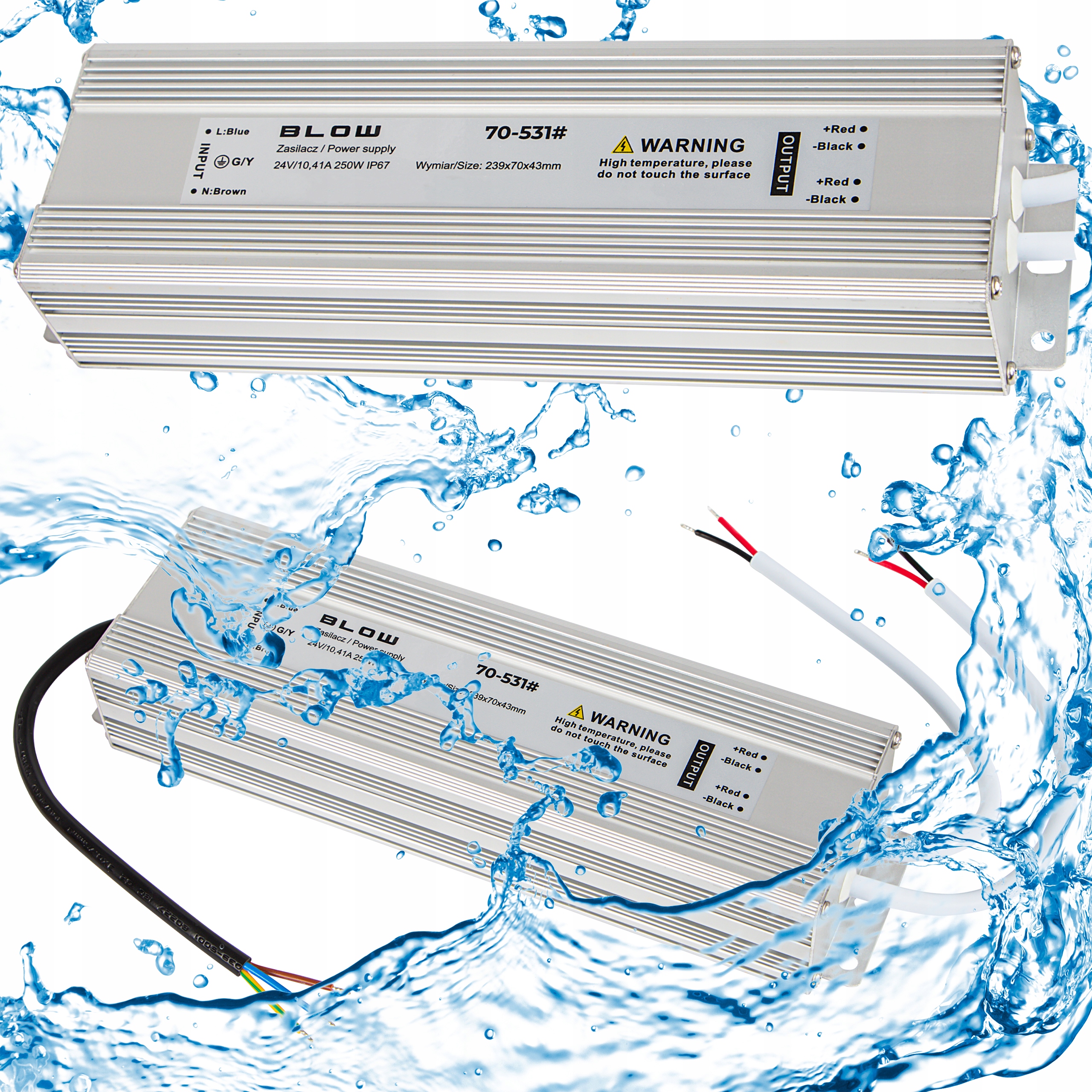 Zasilacz 24V Led 10,5A 250W Taśm Cctv I67 Wodoodporny IP67 Mocny 10A