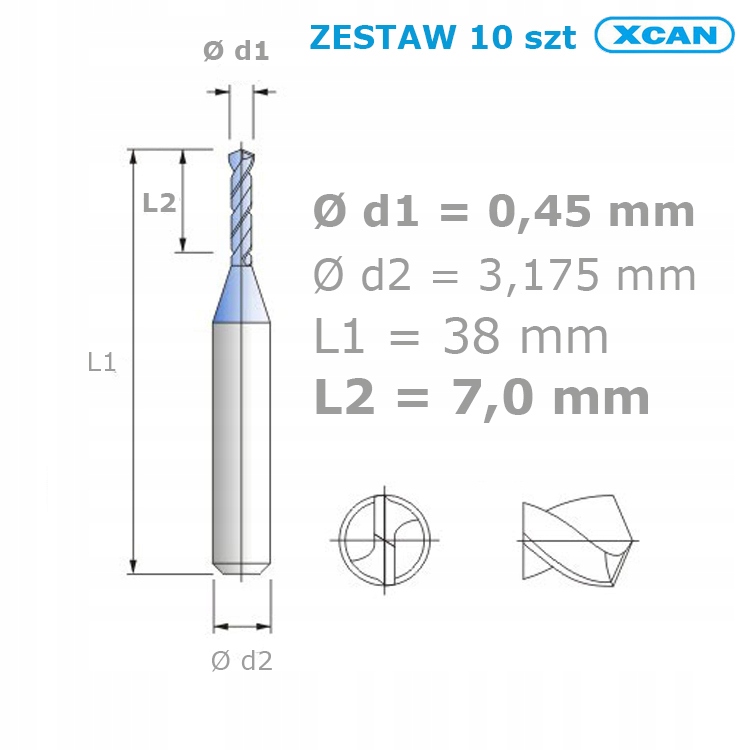 

Mini wiertła Pcb 0,45 mm zestaw 10 szt węglikowe