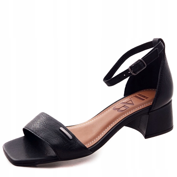 Elegantní kožené brazilské sandály na podpatku Černé WS24